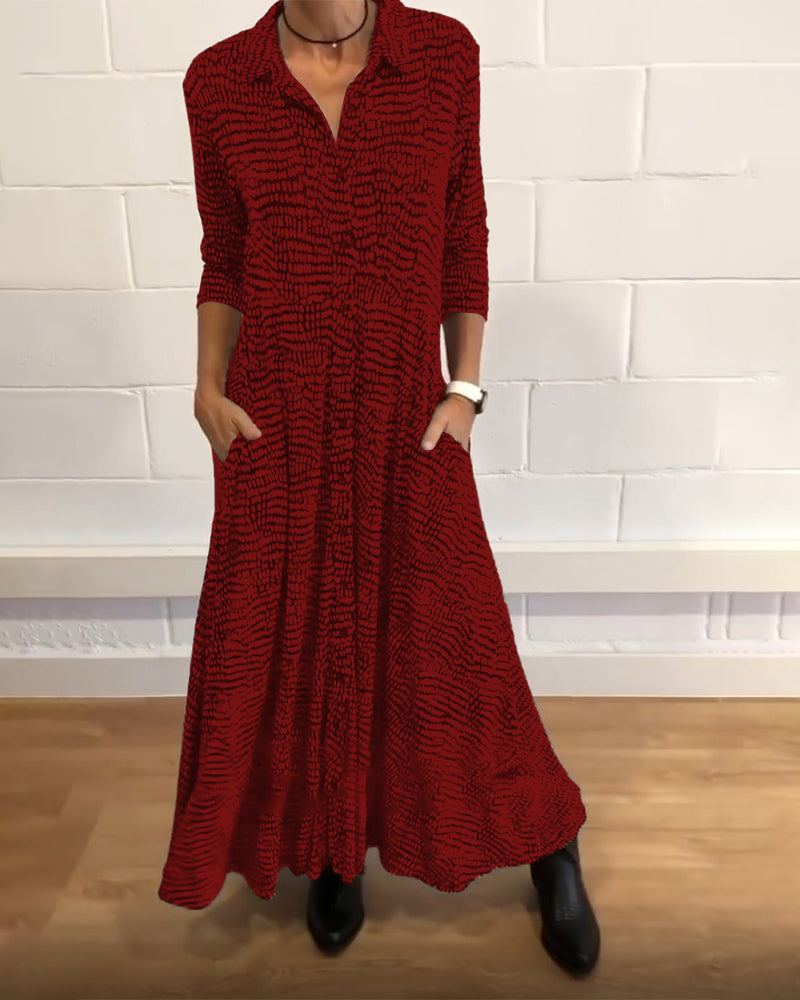 Long sleeve print maxi dress, side view