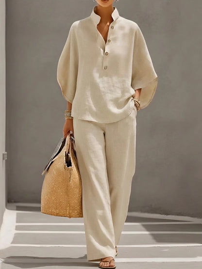 Verona | Collared Top and Wide-Leg Trouser Set