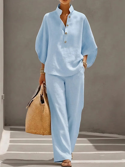 Verona | Collared Top and Wide-Leg Trouser Set