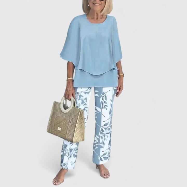 Sabella | Crew Neck Top & Printed Pants Set