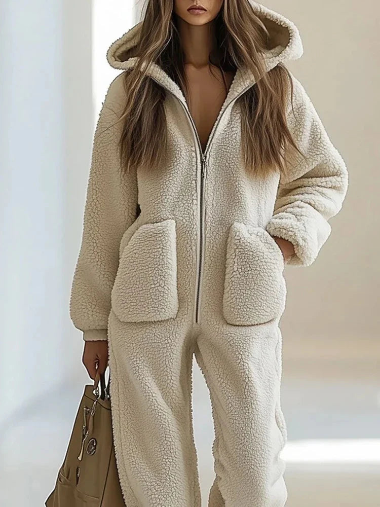 Hooded zip-up jumpsuit, view 2