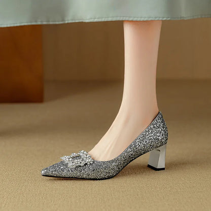 Metallic mid heel pumps, view 10
