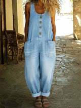Frankie | Sleeveless Denim Overall Jumpsuit