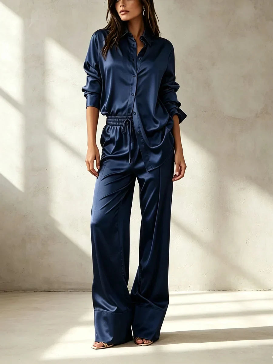Button-up lounge set in light blue