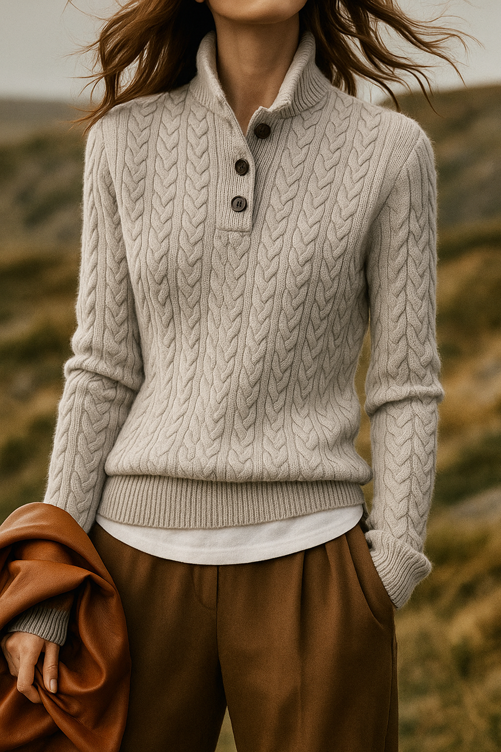 Women's Ylva diamond cable knit sweater - view 12