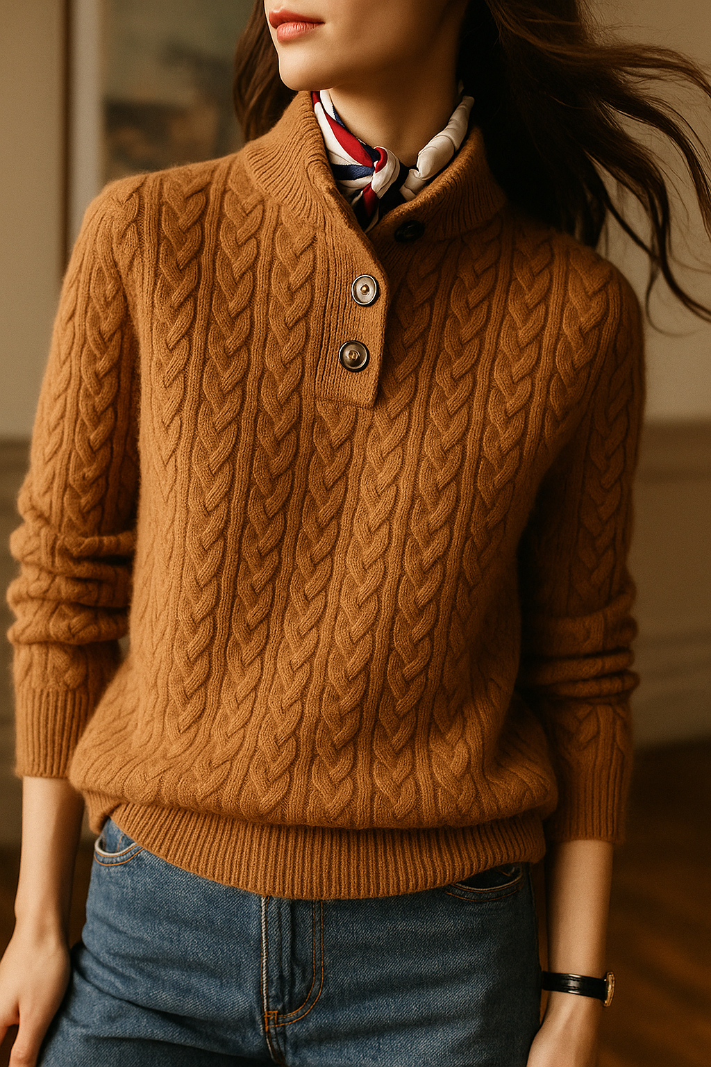 Women's Ylva diamond cable knit sweater - view 2