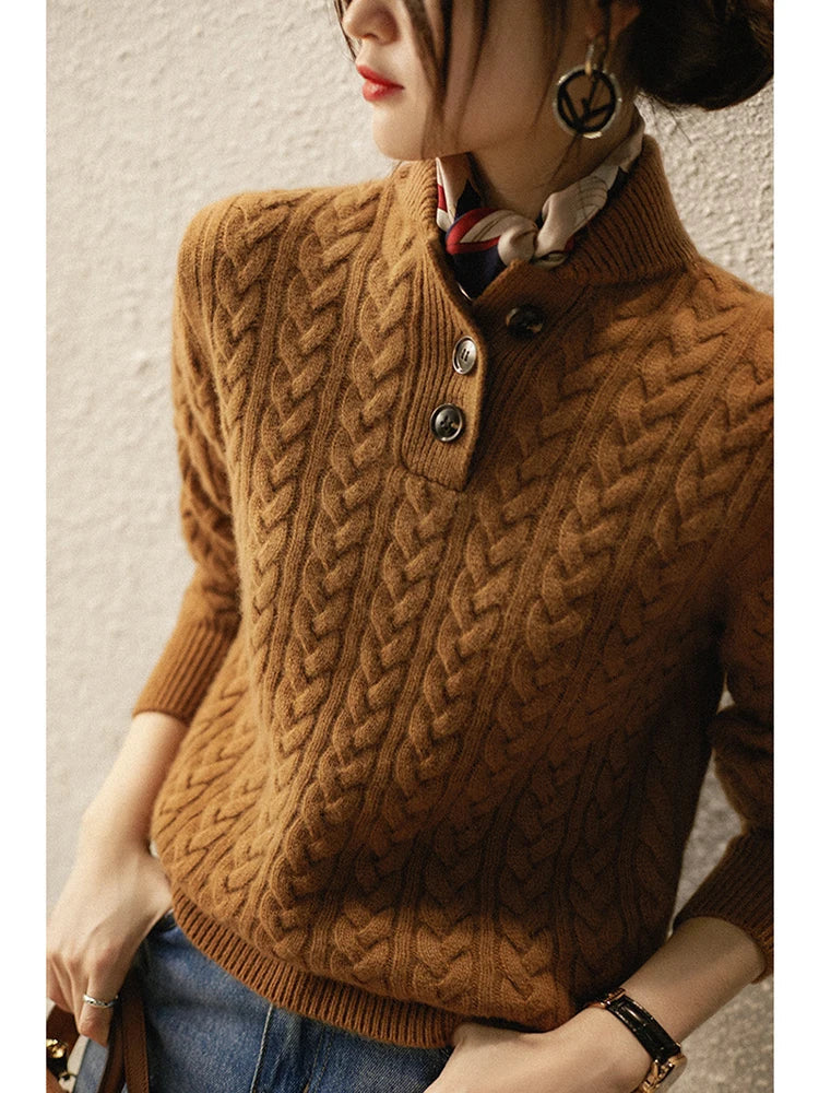Women's Ylva diamond cable knit sweater - view 3