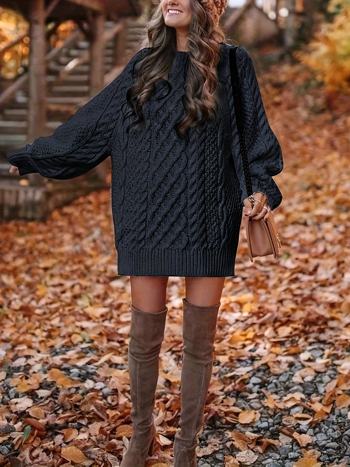 Women's Ysolde chunky cable mini sweater dress - view 4